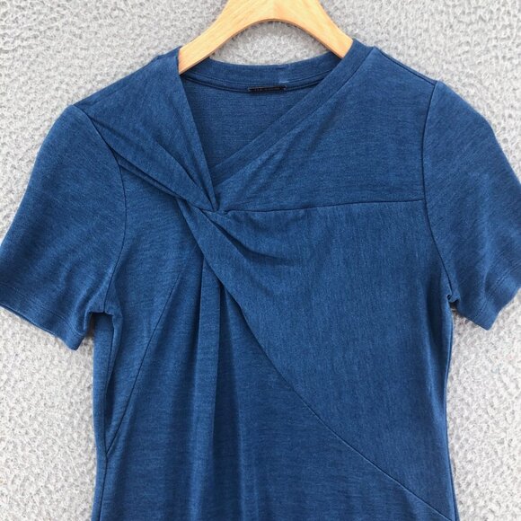 Elie Tahari Dress Womens Extra Small Blue Tshirt Mini Twist Neck Short Sleeve - Picture 2 of 9